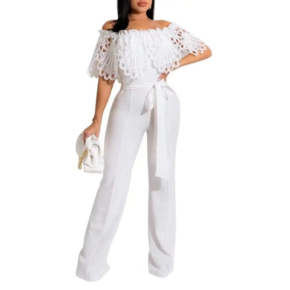 Womens Elegant Off The Shoulder Jumpsuits White